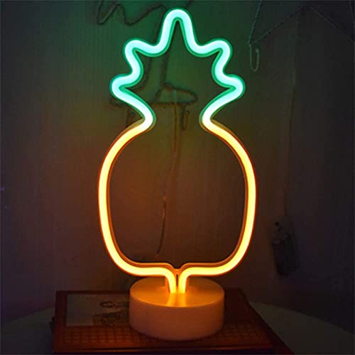 ENUOLI Pineapple Neon Signs LED Leuchtreklame mit Halter Basis Batterie/USB betrieben Neonlicht für Party Weihnachten Geburtstag Hochzeit Tischdekoration Kinder Kinderbedarf Geschenke (Gelb/Grün) von ENUOLI