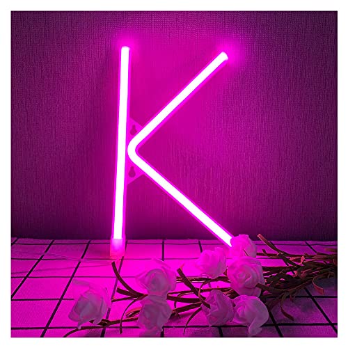 ENUOLI Rosa Buchstaben Neon K Buchstaben Neonschilder LED Alphabet Neon Kunst Lichter USB/batteriebetriebene Wandbehang Neonlichter für Schlafzimmer Bar Club Festival Weihnachten Geburtstag Hochzeit von ENUOLI