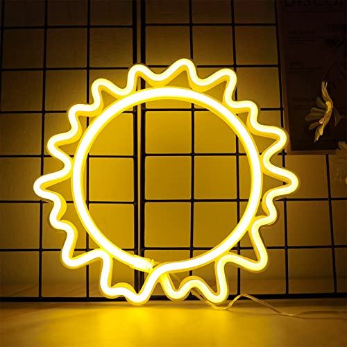 ENUOLI Sun Neon Light Neon Wandleuchten LED Neonlichter Warm Whiteneon Zeichen Sonnenlampe LED-Zeichen Kunstdekor Light Nette Sonne Neon Nachtlicht Batterie/USB operierte Neonlicht Sun Signs LED Ne von ENUOLI