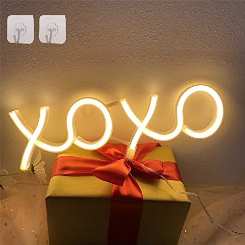 ENUOLI XOXO Leuchtreklame Neon Sign für Schlafzimmer Wanddekoration USB/Batteriebetriebene Led Neon Sign XOXO Led Leuchtreklame Leuchtreklame mit 2 Haken Nachtlicht für Party für Freunde (Warmweiß) von ENUOLI