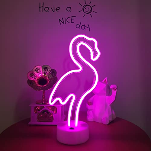 Flamingo Neonlicht Neonschilder Neon Nachtlicht Wanddekoration USB/Batteriebetriebenes Neonlicht Zeichen Led Neonlichter Neonlampe für Zuhause Schlafzimmer Geburtstag Neon Pink für Freunde Geschenk von ENUOLI