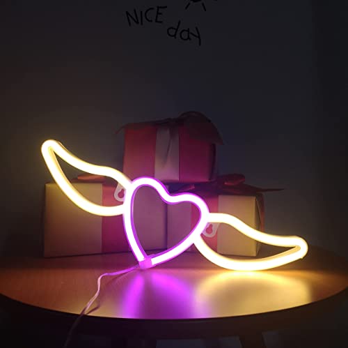 Herz Leuchtreklamen Neon Nachtlicht Leuchtreklame für Wanddekor USB/Batteriebetriebene Neonlampe Neonlichter Neon Wandleuchte für Geburtstag Weihnachten Kinder Freund Geschenke (Rosa/Warmweiß) von ENUOLI