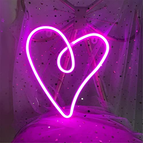 Herz Neonlicht LED Leuchtreklame Neon Wandleuchte Batterie oder USB betrieben Neon Nachtlicht L Geschenke für Mädchen Neon Wandkunst Dekoration für Kinder Schlafzimmer Party Weihnachten Valentinstag von ENUOLI