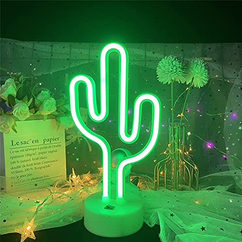 Kaktus Leuchtreklame LED Neonlicht Zeichen Grünes Neonlicht mit Halter Basis Neon Nachtlicht Batterie/USB betriebene Kaktuslampen Leuchten Leuchtreklame für Kinderzimmer Party Hochzeit Weihnachten von ENUOLI