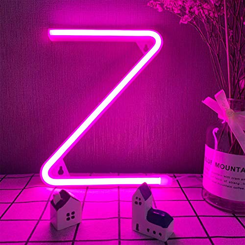 LED-Buchstaben Z Neon Lights Rosa Alphabet Lichter Marquee Letters Nachtlichter Party Dekor Lampen Batterie/USB Powered Words Lichter Für Wandschlafzimmer Hochzeit Geburtstagsfeier Weihnachten Deko von ENUOLI