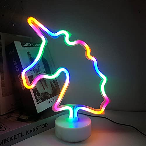 LED-Einhorn Neonzeichen Einhorn Neon USB-Batteriebetriebene Neonlicht-Zeichen Unicorn Neon Nachtlicht Neon Wanddekor Lichter für Mädchen Kinder Schlafzimmer Geburtstag Hochzeit Party Weihnachtsdekora von ENUOLI