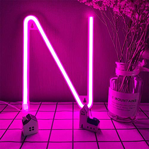 LED Neon Brief leuchten Buchstaben Zeichen 26 Alphabet Rosa Innennachtlichter Buchstaben Zeichen Batterie/USB Powered Nacht Neonlampen Kunst Dekorative Lichter für Hochzeit Geburtstagsfeier Weihnac von ENUOLI