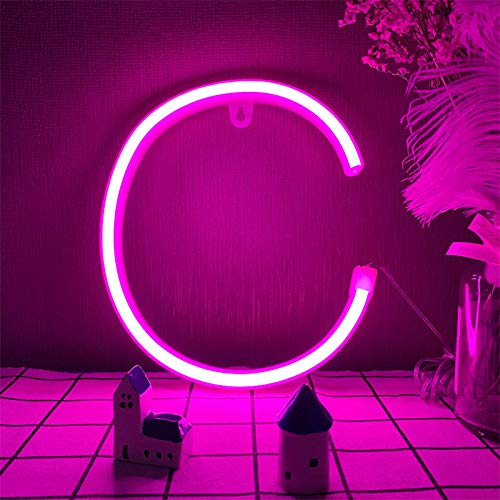 LED Rosa Neon Brief Zeichen Wörtern Neonlichter Alphabet Brief Zeichen Batterie/USB operierte LED Marquee Word Neonlampen Partei Zubehör Wandhängung Dekor für Geburtstag Hochzeit Bar Schlafzimmer ( von ENUOLI