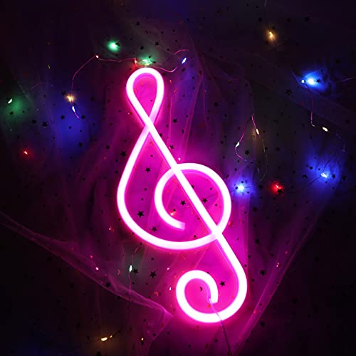 Musik Leuchtreklame Led Leuchtreklame Neon Musiknotierte Leuchtreklame USB/Batteriebetriebene Neonlichter Rosa Neon Neon Nachtlicht Wanddekor Neonlampe Neon Led Zeichen für Freunde Geschenke (Rosa) von ENUOLI