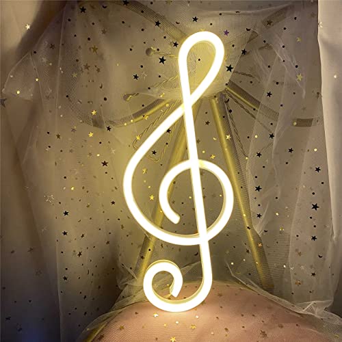 Neon-Musiknotenlicht Musik LED-Schild Neonlicht-Schild Batterie-/USB-betriebenes Neon-Kunstlicht Neon-Wandleuchte für Kinderzimmer Leuchtschild-Dekor für Bar-Party-Weihnachtshochzeit (Warmweiß) von ENUOLI