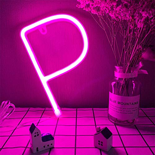 Rosa P Neon Buchstaben Licht LED-Buchstabenzeichen USB/Batteriebetriebene Leuchten LED-Alphabet-Zeichen Marquee Brief Dekor Nachtlichter für Geburtstag Jubiläumsbar Weihnachtsgeschenke Hochzeits-Pa von ENUOLI