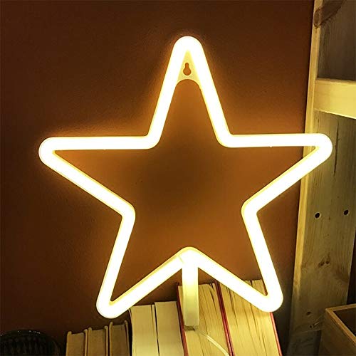 Zeichen LED Neon Stern Licht - Warm White Wand-Licht - Batterie oder USB Betrieben - Nachtlicht für Hochzeit, Party, Camping, Kinderzimmer, Wohnzimmer Dekoration von ENUOLI