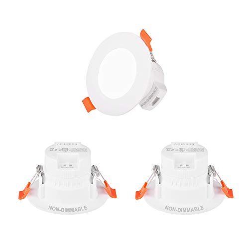 ENUOTEK 5W Kleine LED Einbaustrahler Einbauleuchten Decke Lampen Weiß, IP44 Feuchtraum, Lichtfarbe Einstellbar 3000K 4000K 5000K, Nicht Dimmbar, Lochmaß 65–80 MM, 3er Lampen von ENUOTEK