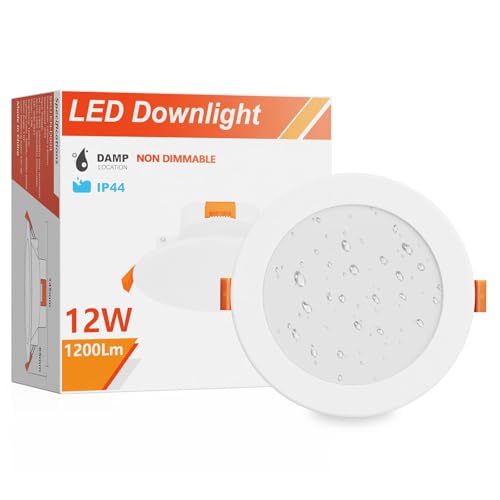 ENUOTEK 4 Zoll 12W LED Große Spot Einbauleuchte Einbaustrahler Flach IP44 Ohne Trafo 230V Warmweiß Kaltweiß Einstellbar 1100 Lumen Lochdurchmesser 110-135MM 1er Lampe von ENUOTEK