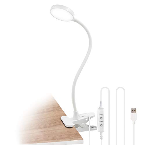ENUOTEK Dimmbar LED Klemmleuchte Tischlampe Leselampe Nachttischlampe Lampe Laptop mit USB Anschluss und Timing Funktion 4W LED Tageslicht Beleuchtung 5000K von ENUOTEK
