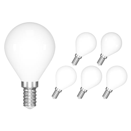 ENUOTEK E14 LED Glühbirne, 4W 540Lm Kaltweiß 6000K LED Beleuchtung, G45/P45 Tropfenförmige LED Lampen Ersetzt 40W, 360°Lichtwinkel LED E14 Filament Golf Globe Leuchtmittel Birne, Nicht Dimmbar 6 Stück von ENUOTEK