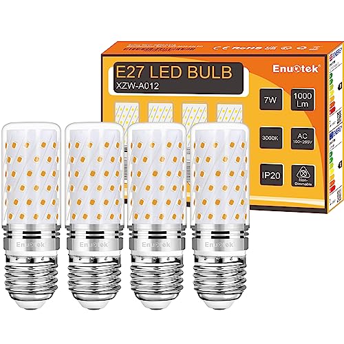ENUOTEK E27 LED Mais Glühbirnen 7W 1000Lm entspricht 120W Leuchtmittel Nicht Dimmbar 3000K Warmweiß E27 Maiskolben Energiesparlampe Kleine Edison Schraube Glühlampe 4er Pack von ENUOTEK