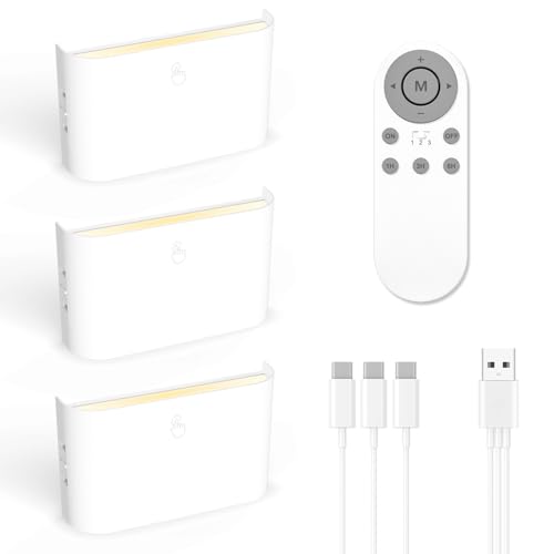ENUOTEK LED Treppenlicht Stufenleuchten, Nachtlampen Wand Akku mit 3er Lampen und 1er Fernbedienung, Dekorative Wandleuchten Dimmbar, Lichtfarben Einstellbar, für Flur Schlafzimmer Kinderzimmer von ENUOTEK