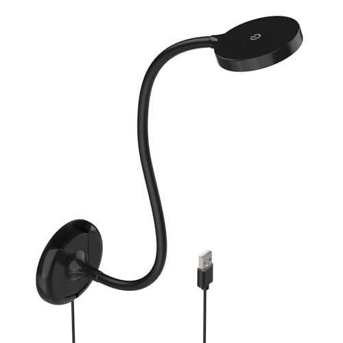 ENUOTEK LED Wandleuchte Leselampe Dimmbar Touch Schwarz, Bett Wand Lampe Wandmontage mit USB für Schlafzimmer, 100%-70%-35%-15% Dimmbare Beleuchtung, 5000K- 4000K- 3000K Lichtfarben Einstellbar von ENUOTEK