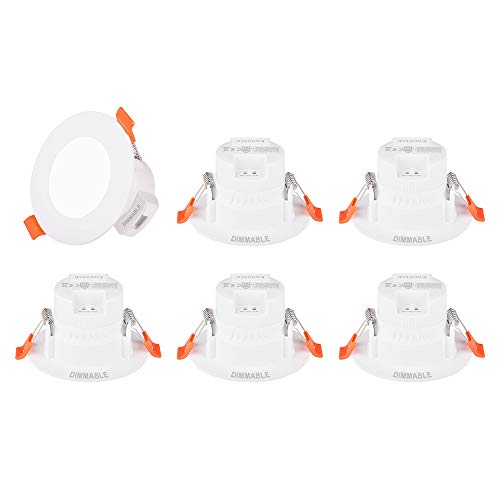 LED Einbaustrahler Einbauspots Set LED Flach Dimmbar Trailing Edge 5W Lochmaß 65 – 80 MM Warmweiß Naturweiß Kaltweiß Einstellbar IP44 Feuchtraum 6er Lampen von Enuotek von ENUOTEK