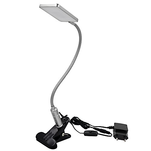 ENUOTEK Dimmbare LED Klemmlampe Silber, 5W 450Lm LED Klemmleuchte Leselampe Schreibtisch Nachttischlampe mit Klemme und Touch Schalter für Bett Schlafzimmer, Tageslicht 5000K, 3er Helligkeit Dimmbar von ENUOTEK