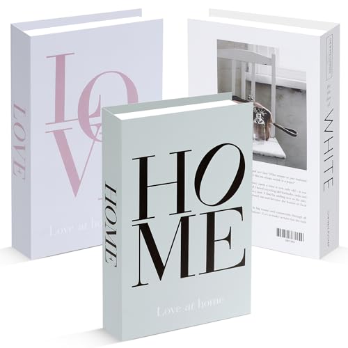 Deko Bücher 3er Set Dekorative Bücher Dekobücher Deko Buch Fake Dekobücheer mit Aufbewahrung Stapelbar für Büro Wohnkultur Bücherregal Couchtisch Display Regale (Weiß-3-teilig Bücher Deko Box) von ENUTROF