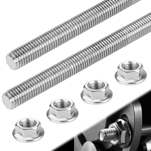 Gewindestangen M16 X 30cm Gewindestange Edelstahl 2er Volle Gewindestab mit 4 Flanschmuttern für Die Maschinen und Möbelherstellung (M16x30CM) von ENUTROF