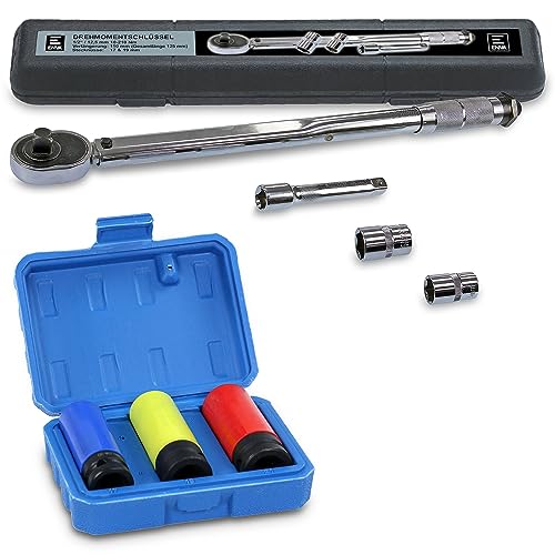 ENVA Profi Drehmomentschlüssel 10-210 Nm + Kraft Stecknüsse Set 3TLG. inkl. Verlängerung für Auto Reparatur & Wartung von ENVA MADE FOR QUALITY