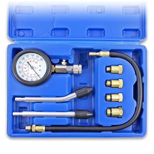 Kompressionstester für Benzinmotoren 8-tlg Kompressionsmessgerät 0 – 20 bar & 0-300 psi Druckverlusttester Diagnosegerät Benzin von ENVA MADE FOR QUALITY