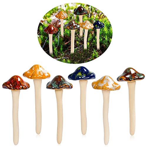 ENVEL Bunte Gartenpilze, Fairy Garden Pilz Keramik [ 4 Farbe 6 Stücke ] Garten Töpfe Dekoration Keramik Ornament für DIY Dollhouse Potting Shed Blumentopf Pflanzen Statue (6 PCS) von ENVEL