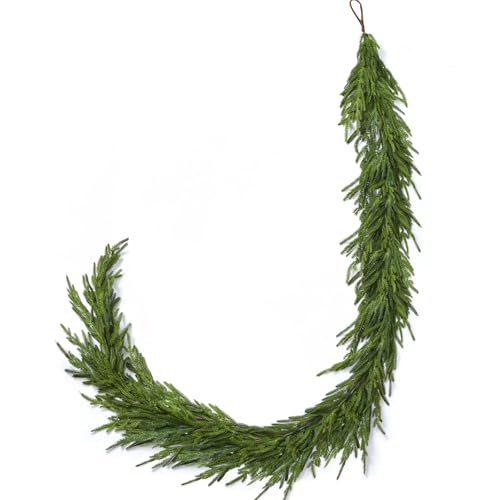 ENVEN Künstliche Norfolk-Kiefergirlande, fühlt sich echt an, grüne Weihnachtsgirlande für Kamin, Kaminsims, Treppenhaus, Türrahmen, Urlaub, Innen-Winterdekoration von ENVEN