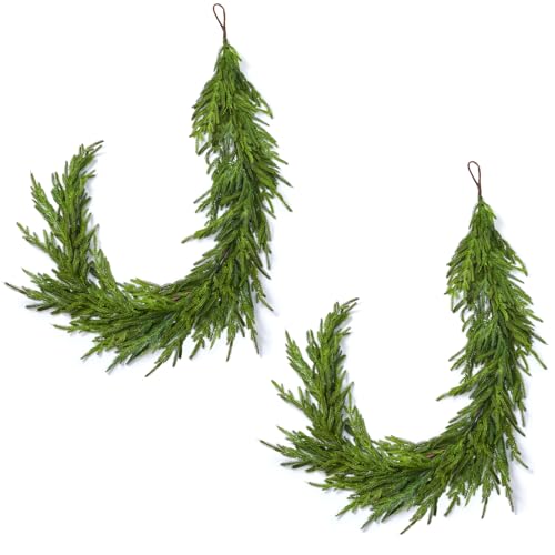 ENVEN Künstliche Norfolk-Kiefergirlande, fühlt sich echt an, grüne Weihnachtsgirlande für Kamin, Treppengeländer, Tür, Tischläufer, Urlaubsdekoration, 2 Stück ENVEN Künstliche Norfolk-Kiefergirlande, fühlt sich echt an, grüne Weihnachtsgirlande für Kamin, Treppengeländer, Tür, Tischläufer, Urlaubsdekoration, 2 Stück von ENVEN