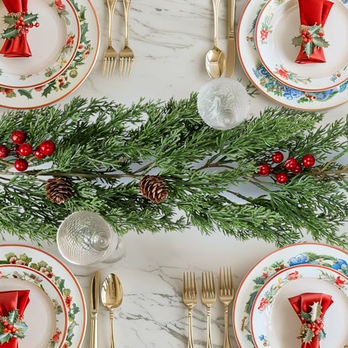 ENVEN Künstliche Zedern-Weihnachtsgirlande mit Tannenzapfen und roten Beeren, grüne Weihnachtsgirlande für Kaminsims, Treppenhaus, Haustür, Kamin, Innen- und Außenbereich, Winter, Weihnachtsdekoration ENVEN Künstliche Zedern-Weihnachtsgirlande mit Tannenzapfen und roten Beeren, grüne Weihnachtsgirlande für Kaminsims, Treppenhaus, Haustür, Kamin, Innen- und Außenbereich, Winter, Weihnachtsdekoration von ENVEN