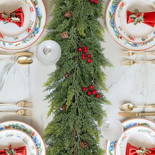 ENVEN Künstliche Zedernholz-Weihnachtsgirlande, fühlt sich echt an, realistisch, weich und dick, künstliche grüne Weihnachtsgirlande für Kaminsims, Kamin, Haustür, Innen- und Außenbereich ENVEN Künstliche Zedernholz-Weihnachtsgirlande, fühlt sich echt an, realistisch, weich und dick, künstliche grüne Weihnachtsgirlande für Kaminsims, Kamin, Haustür, Innen- und Außenbereich von ENVEN