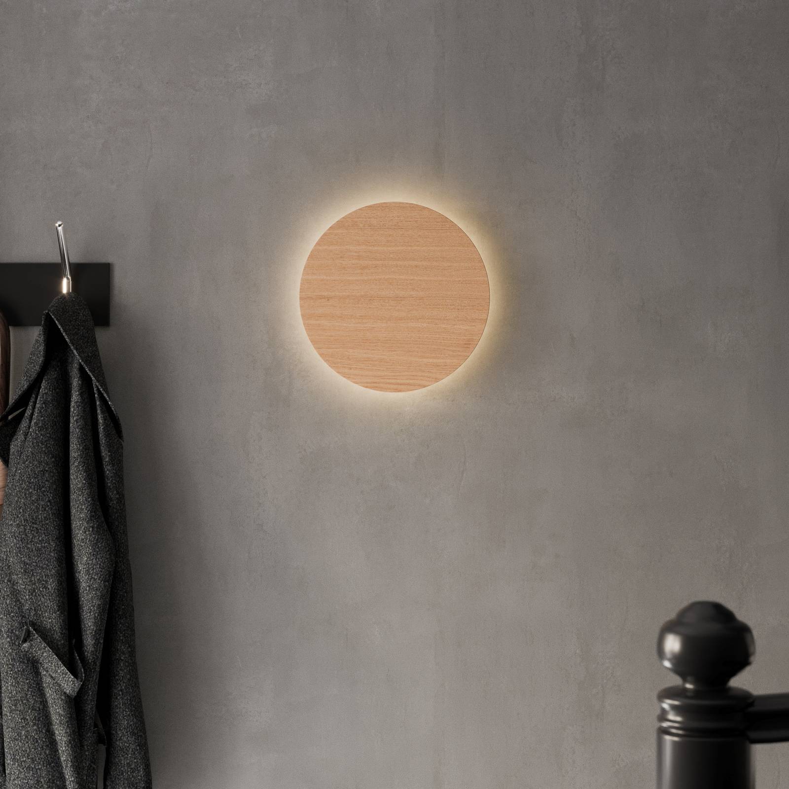 Envostar Luna Wood Wandleuchte, Eichenholz, Ø30cm von Envostar