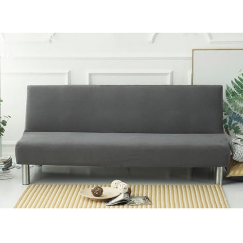 ENWIND Futonbezug Neuestes Jacquard-Design High Stretch Armless Schlafsofa Schonbezug Anti-Rutsch-Möbelschutz mit elastischem Boden,Dark Gray,L von ENWIND