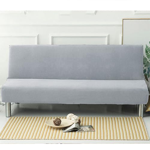 ENWIND Futonbezug Neuestes Jacquard-Design High Stretch Armless Schlafsofa Schonbezug Anti-Rutsch-Möbelschutz mit elastischem Boden,Light Gray,S von ENWIND