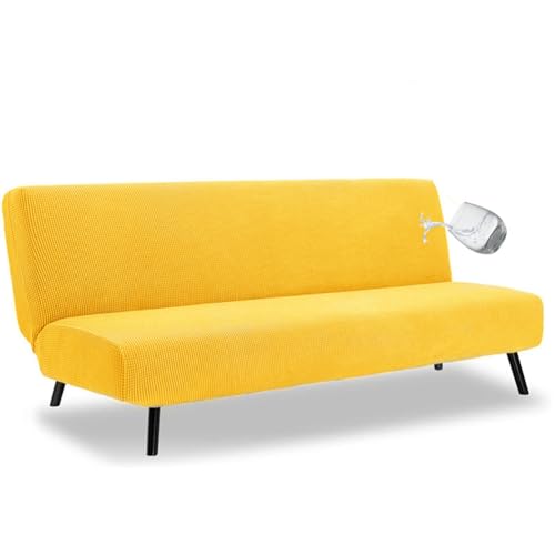 ENWIND wasserdichte Armlose Futon Abdeckung, Hoher Stretch Futon Schutz für Faltendes Schlafsofa Anti-Rutsch Sofabezug ohne Armlehne,Gelb,L von ENWIND