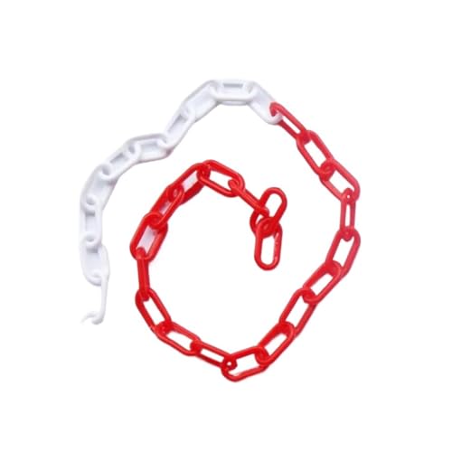 25 m Länge 6 mm Drahtdurchmesser Schwarz Gelb oder Rot Weiß Farbe Platic Link Warnkette Straßenwarnblock Barriere for den Verkehr Für Baustellen Parkplätze(Red White Color) von ENWWCH