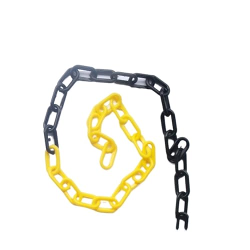 50 m Länge 6 mm Drahtdurchmesser Kunststoff-Glieder-Warnkette Schwarz Gelb oder Rot Weiß Farbe Straßensperre Verkehrsblock Für Baustellen Parkplätze(Black Yellow Color) von ENWWCH
