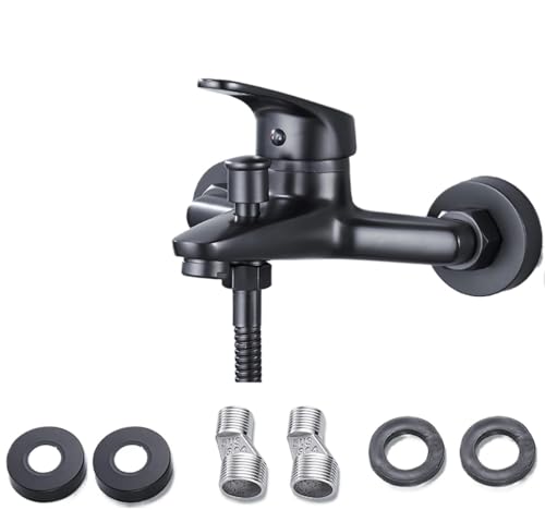 Badewannenarmatur Schwarz Duscharmatur Mischventil Seitlich öffnender Dreifachhahn Heiß- und Kaltmischarmatur Badzubehör Für Badezimmer Geeignet(Type 2) von ENWWCH