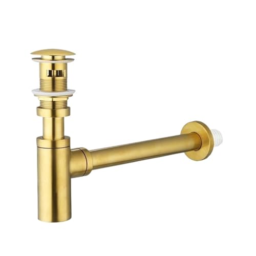 Bathroom Sink Bottle Trap Wash Basin Waste Siphon Pipe Kits Drain Fittings Für Waschbecken(Gold overflow) von ENWWCH