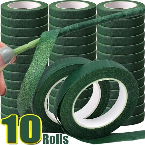 ENWWCH 10 Rollen grünes Blumenstrauß-Blumenband, selbstklebendes Verpackungspapierband, DIY-Blumendekoration, geeignet for Hochzeiten im Blumenladen Für Floristik(10Roll) von ENWWCH