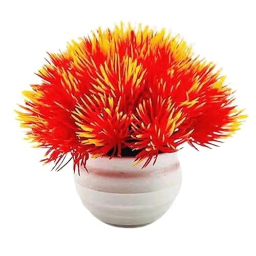ENWWCH 2 Pcs Gefälschte Leichte Gefälschte Topf blickfang Dekorative Künstliche Mini Tafelaufsatz Pflanzen Für Tischdekoration(Orange) von ENWWCH