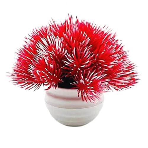 ENWWCH 2 Pcs Gefälschte Leichte Gefälschte Topf blickfang Dekorative Künstliche Mini Tafelaufsatz Pflanzen Für Tischdekoration(Red) von ENWWCH