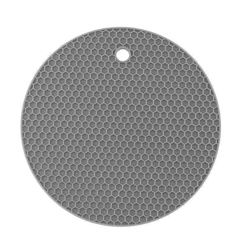 ENWWCH 3 stücke Runde Wabenmatten rutschfeste Tischmatte Hitzebeständige Silikon-Untersetzermatte for Küchenzubehör Geschirr-Isolierpad Für Töpfe, Schüsseln(Grey,17.5cm) von ENWWCH