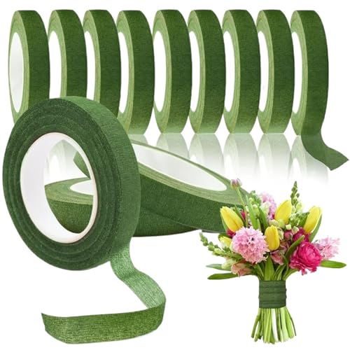 ENWWCH 7 Rollen grün-braune Blumenbänder for Blumensträuße, selbstklebendes Staubblatt-Geschenkpapierband, DIY-Blumendekor for Floristen, Hochzeitsfeier-Requisite Für Floristik(Dark Green) von ENWWCH