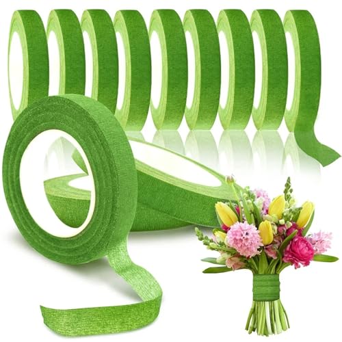 ENWWCH 7 Rollen grün-braune Blumenbänder for Blumensträuße, selbstklebendes Staubblatt-Geschenkpapierband, DIY-Blumendekor for Floristen, Hochzeitsfeier-Requisite Für Floristik(Light Green) von ENWWCH