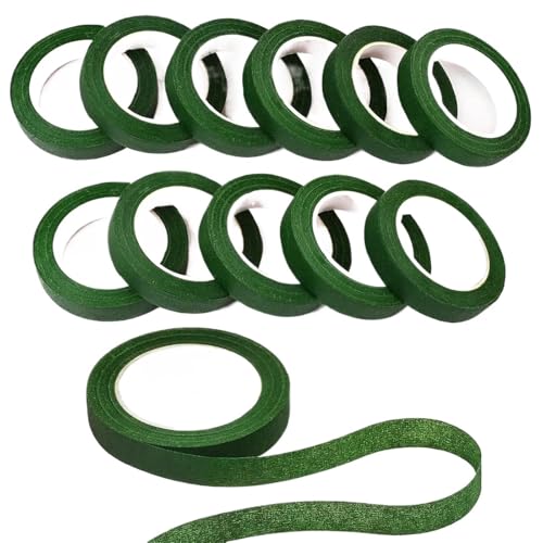 ENWWCH Blumenband, Blumenband for Blumensträuße, Blumen, for Verpacken von Stielen und Blumenbasteln, Hochzeitsstrauß Für Floristik(12Roll Green) von ENWWCH
