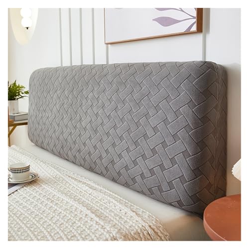 ENWWCH Einfarbige Stretch-Spandex-Bettkopfteilbezüge for Schlafzimmer und Zuhause, Jacquard-Bettkopfteilbezug, All-Inclusive-Kopfteilbezüge Für Schlafzimmer(Dark Grey,W200 x H50-60cm) von ENWWCH